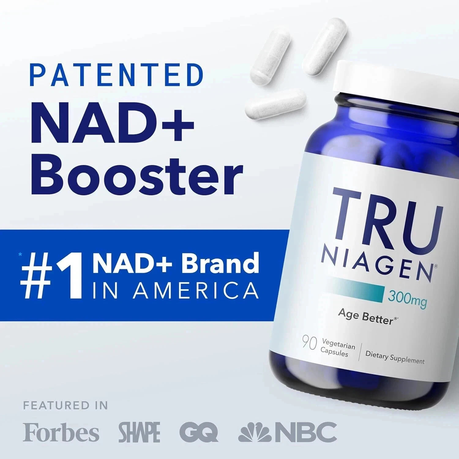 3 Pack Tru Niagen Nicotinamide Riboside Chloride 300mg 90 NR Vegetarian Capsules