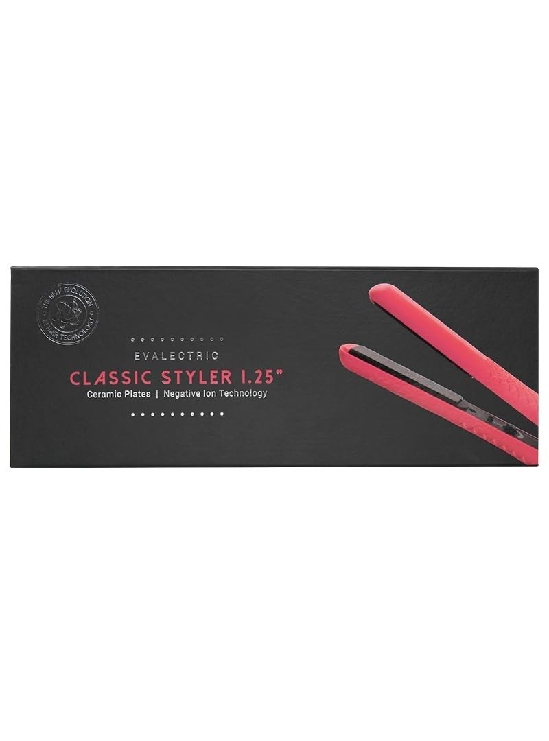 Evalectric Classic Styler Hair Straightener – 1.25″ Ceramic Flat Iron – Pink