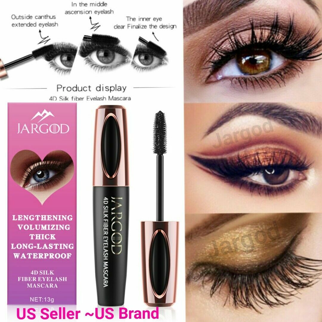 4D Silk Fiber Eyelash Mascara Waterproof Length Thick Long Lasting Smudge-Proof