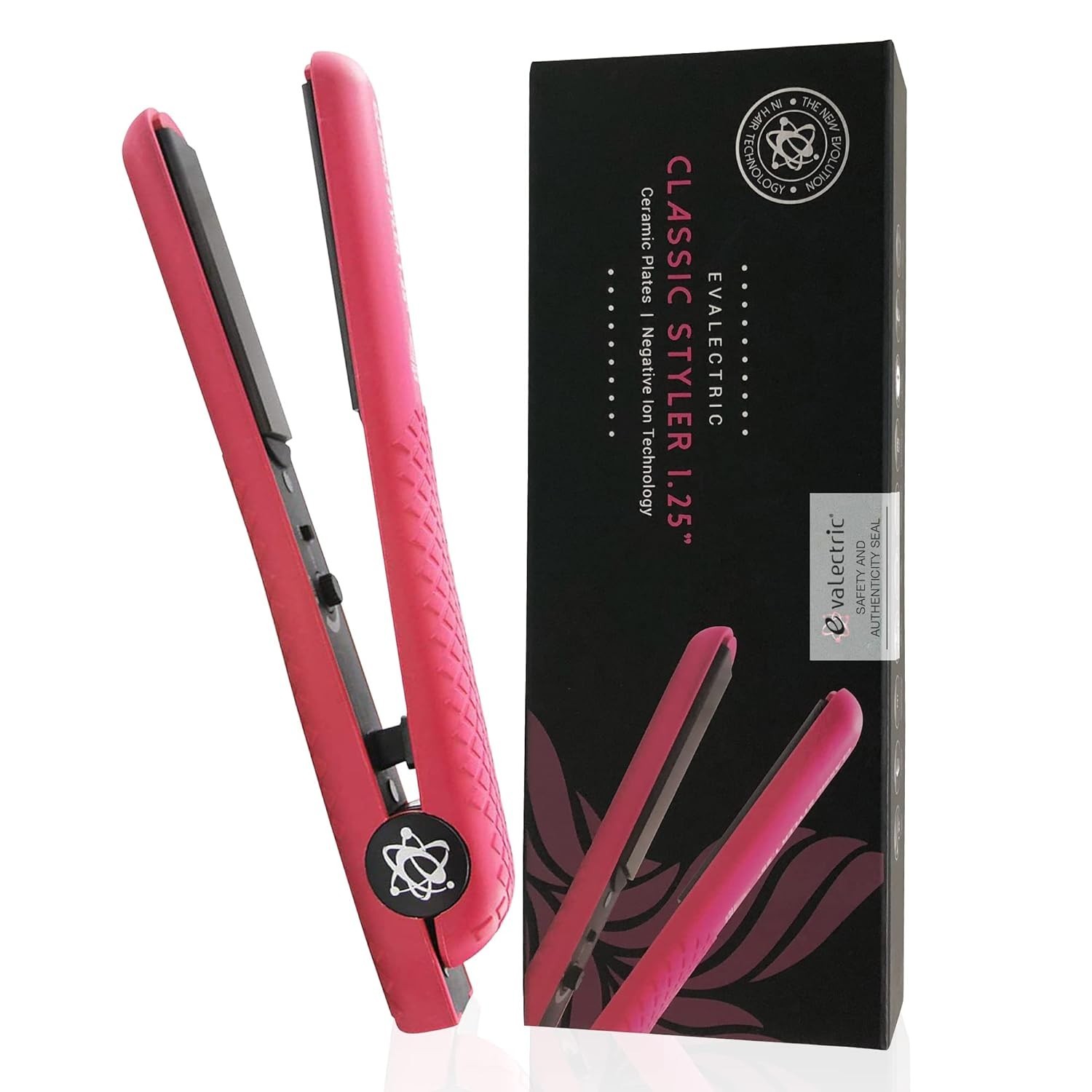Evalectric Classic Styler Hair Straightener – 1.25″ Ceramic Flat Iron – Pink