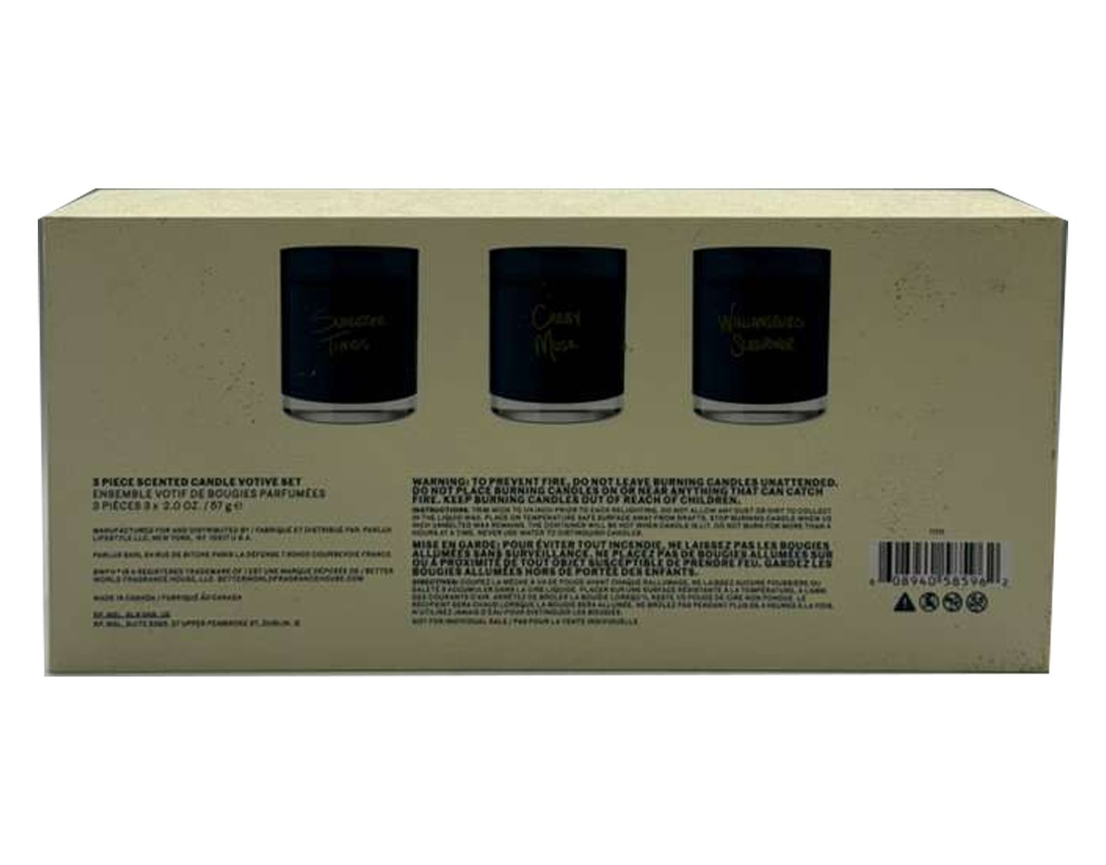 Better World Fragrance 3 PC Candle-2oz each Carby Musk + More