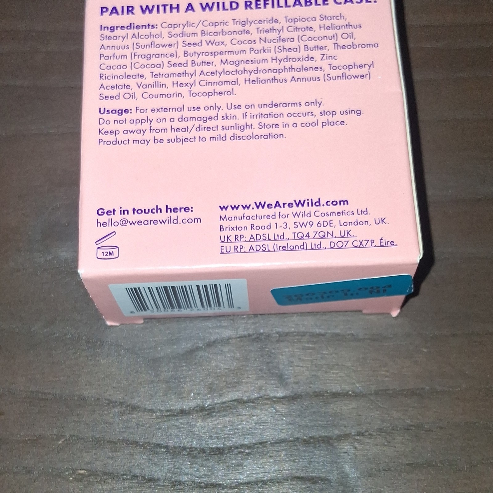 Wild Refillable Aluminum-Free Deodorant Refill Coconut & Vanilla Solid 1.4 oz