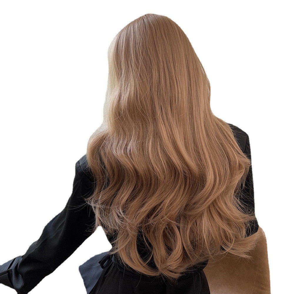 Long Curly Wig with Bangs High Temperature Fiber Matte Synthetic Full Head Wig