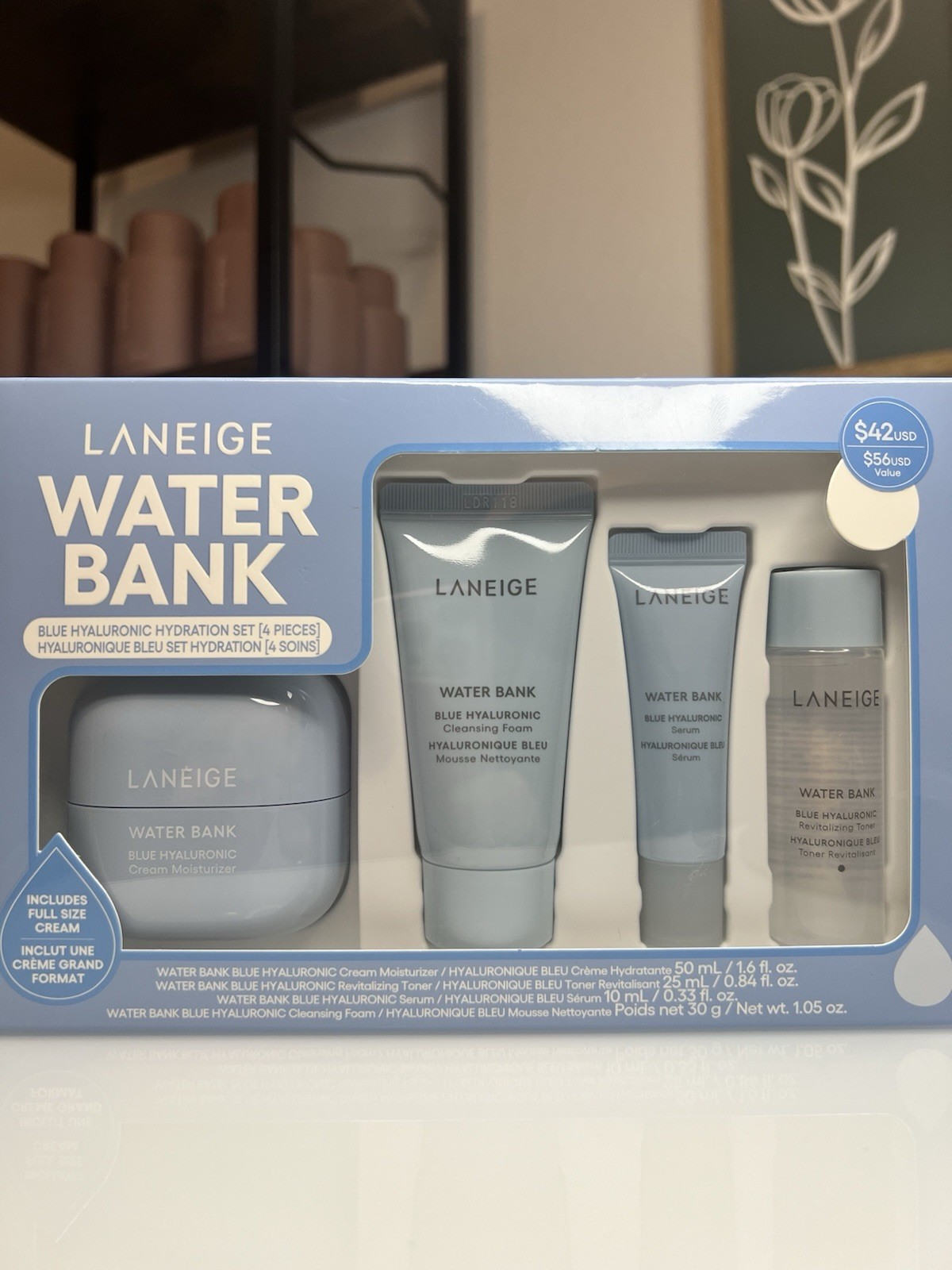 LANEIGE Water Bank Blue Hydration 4pc Set – Moisturizer, Foam, Serum, Toner