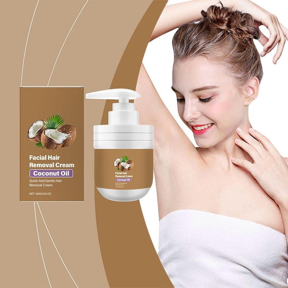 Facial Hair Removal Cream Coconut Oil Based Gentle Body Hair Remover 3.53OZ/100g