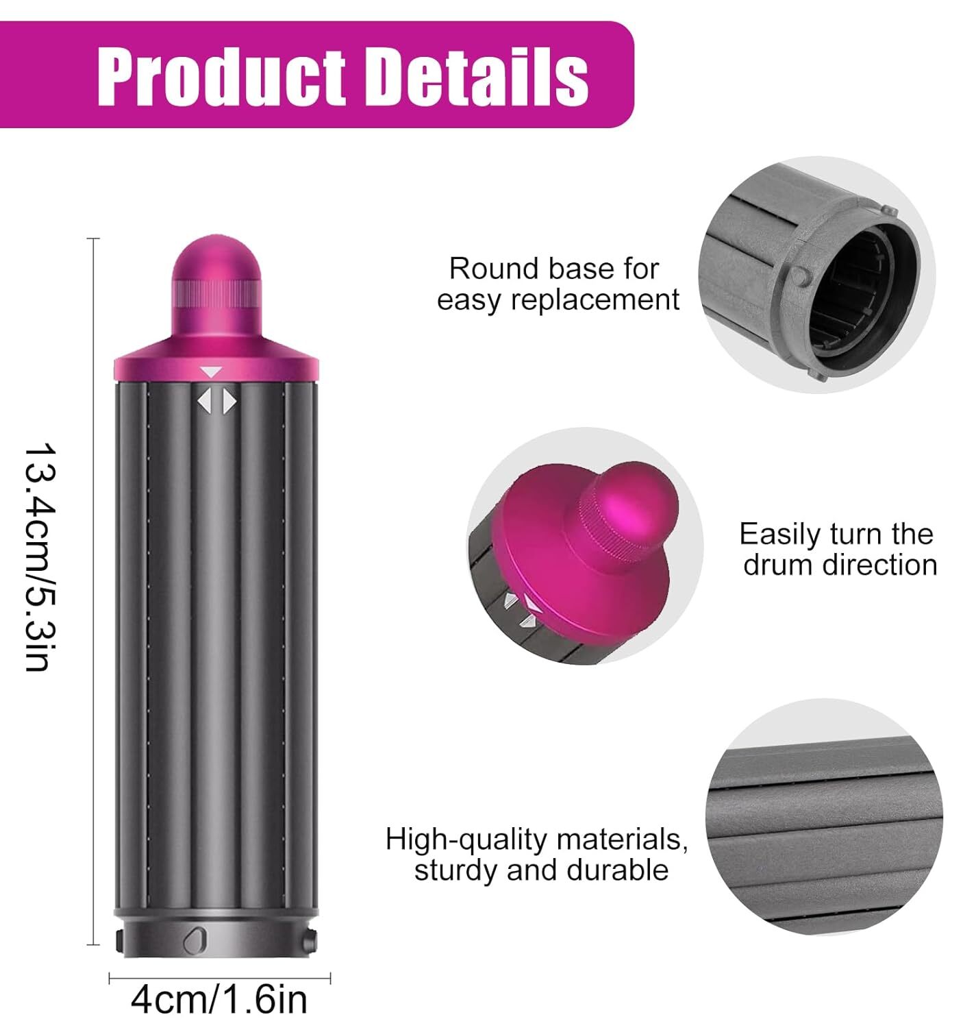 Upgraded 40MM/1.6 In Short Hair Curling Barrels for Dyson Airwrap Styler