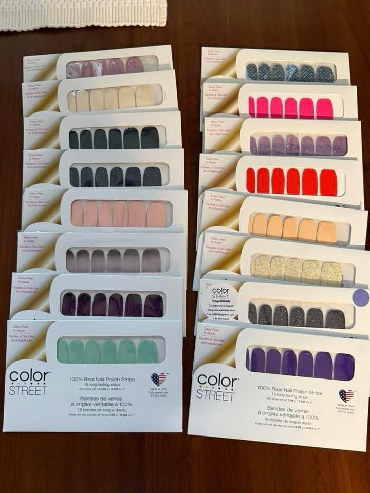 16 Color Street Nail Polish Strips Lot, Multicolor Glitter Assorted