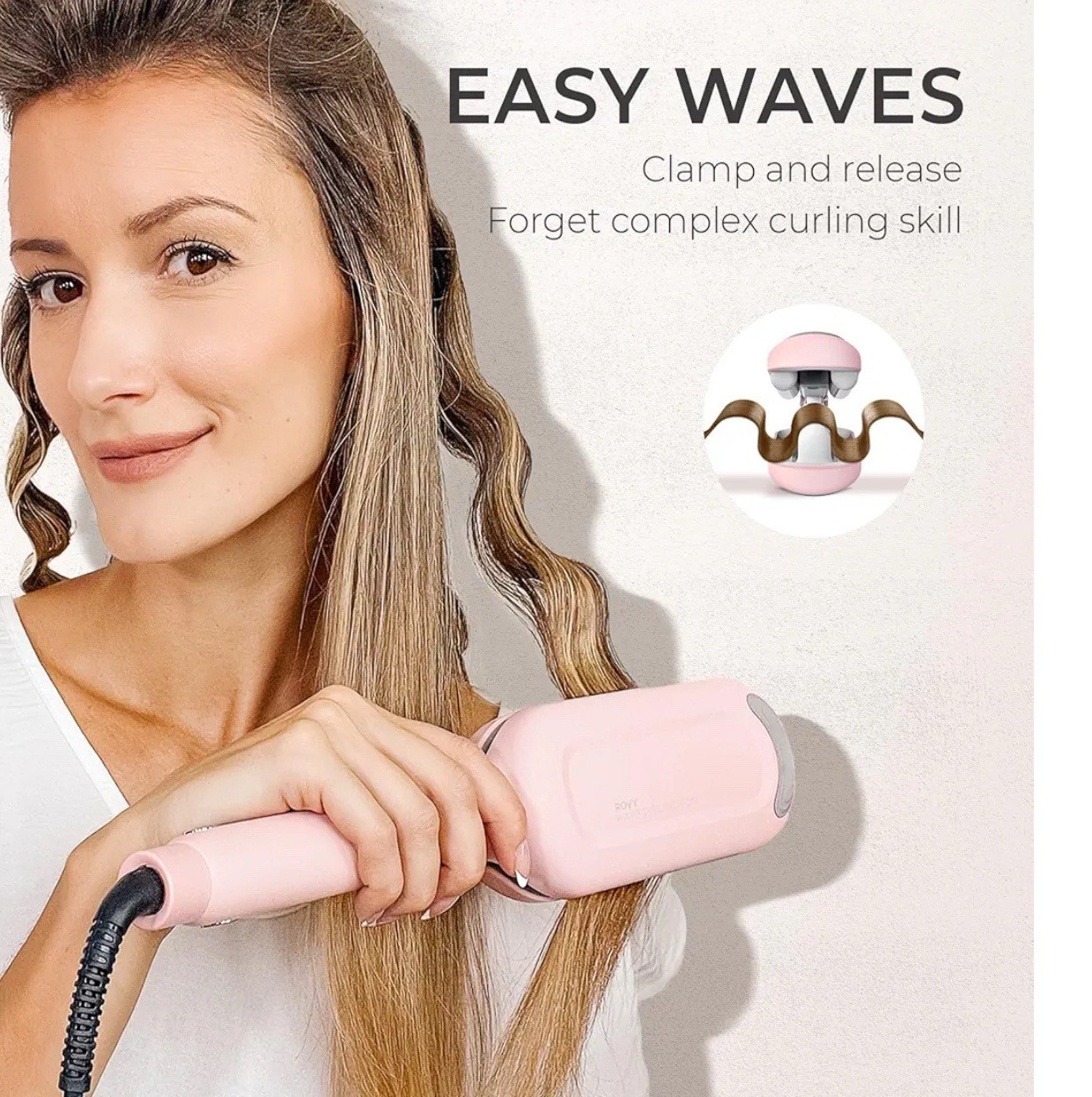 Curling Iron Hair Crimper Waver-TYMO ROVY Beach Waves Curling Wand,Ionic-Sealed