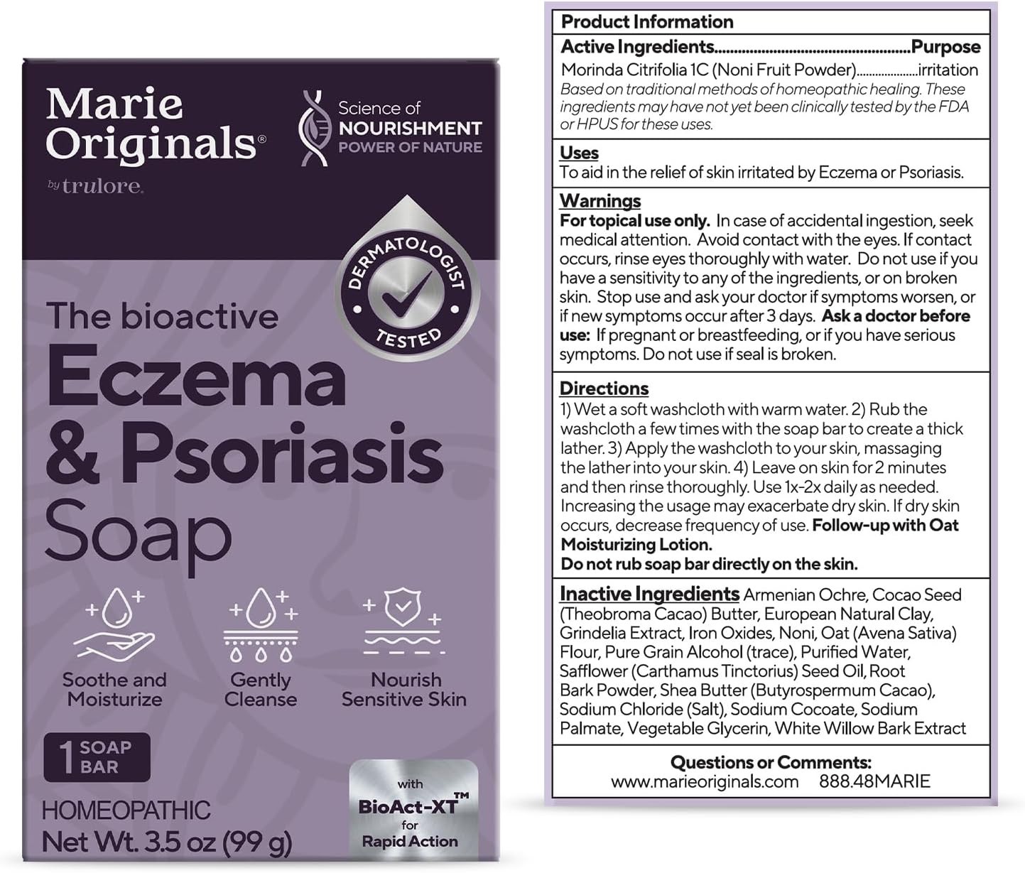 Marie Originals All Natural Eczema & Psoriasis Relief Soap – 3.5 OZ