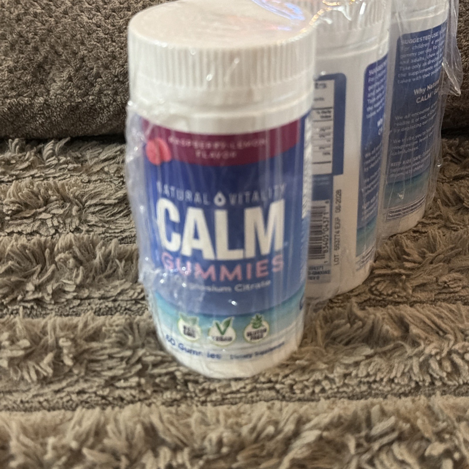 (3) CALM Gummies Raspberry-Lemon Natural Vitality Magnesium Vegan Exp 06/28