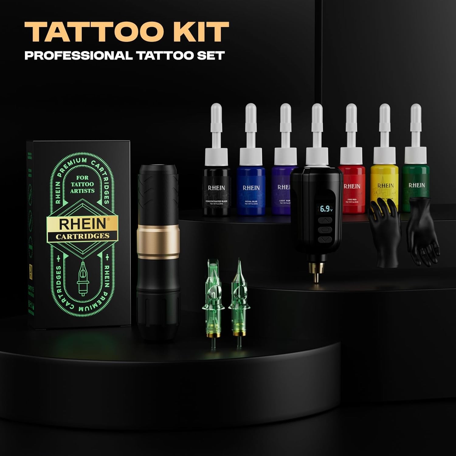 Tattoo Gun Kit Wireless Rotary Tattoo Machine Pen Kit with 1PCS Battery and 20 P