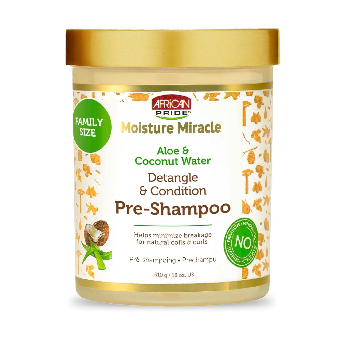 Moisture Miracle Pre-Shampoo Hair Detangler Aloe Coconut Water 18 Oz