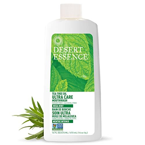 Desert Essence Natural Tea Tree Oil Ultra Care Mouthwash – Mega Mint – 16 Fl