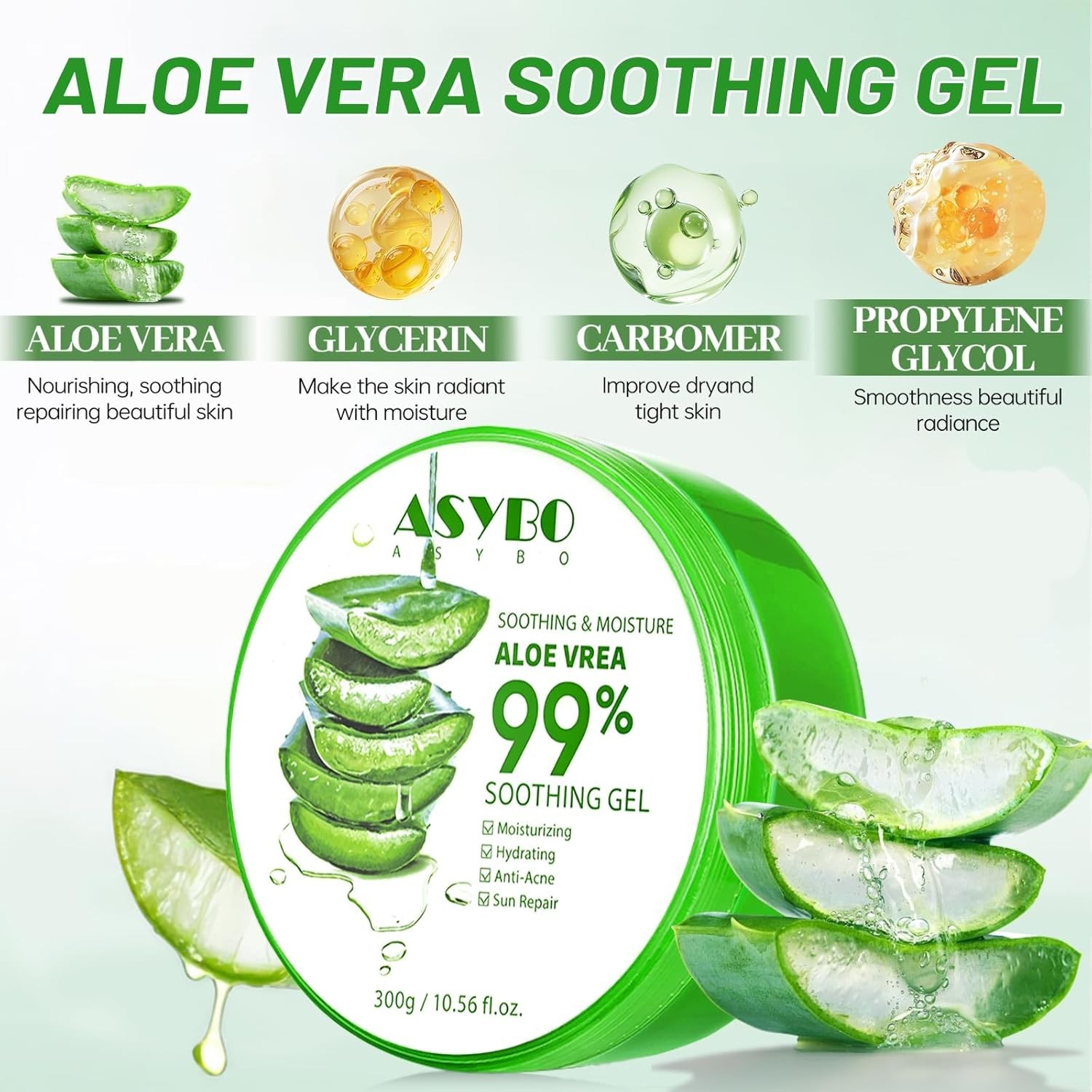 Aloe Vera Gel | 100% Pure Natural Aloe Gel | For Moisturizing Face Skin & Hair