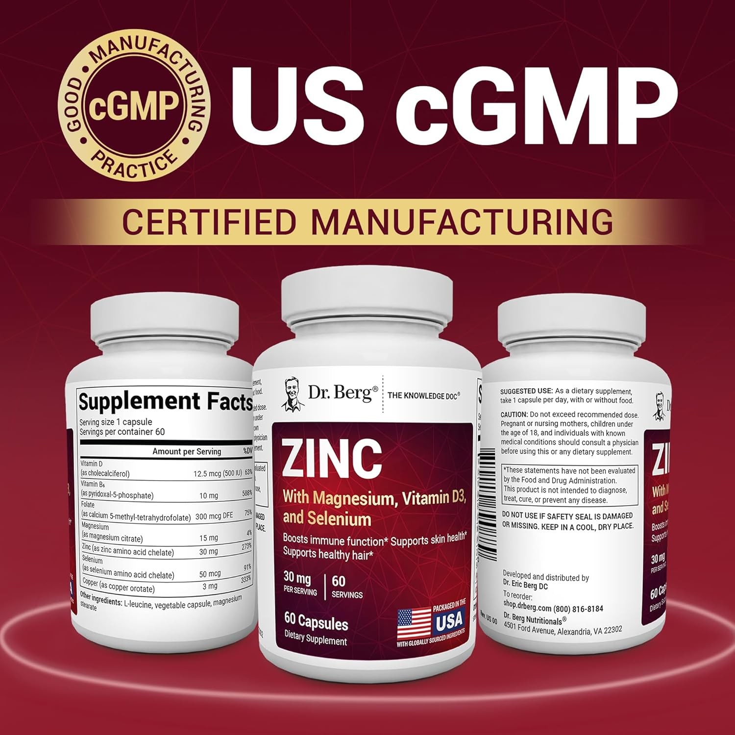 Dr. Berg Zinc 30mg Enhanced with Magnesium, Vitamin D3, Selenium, & Copper – Zin
