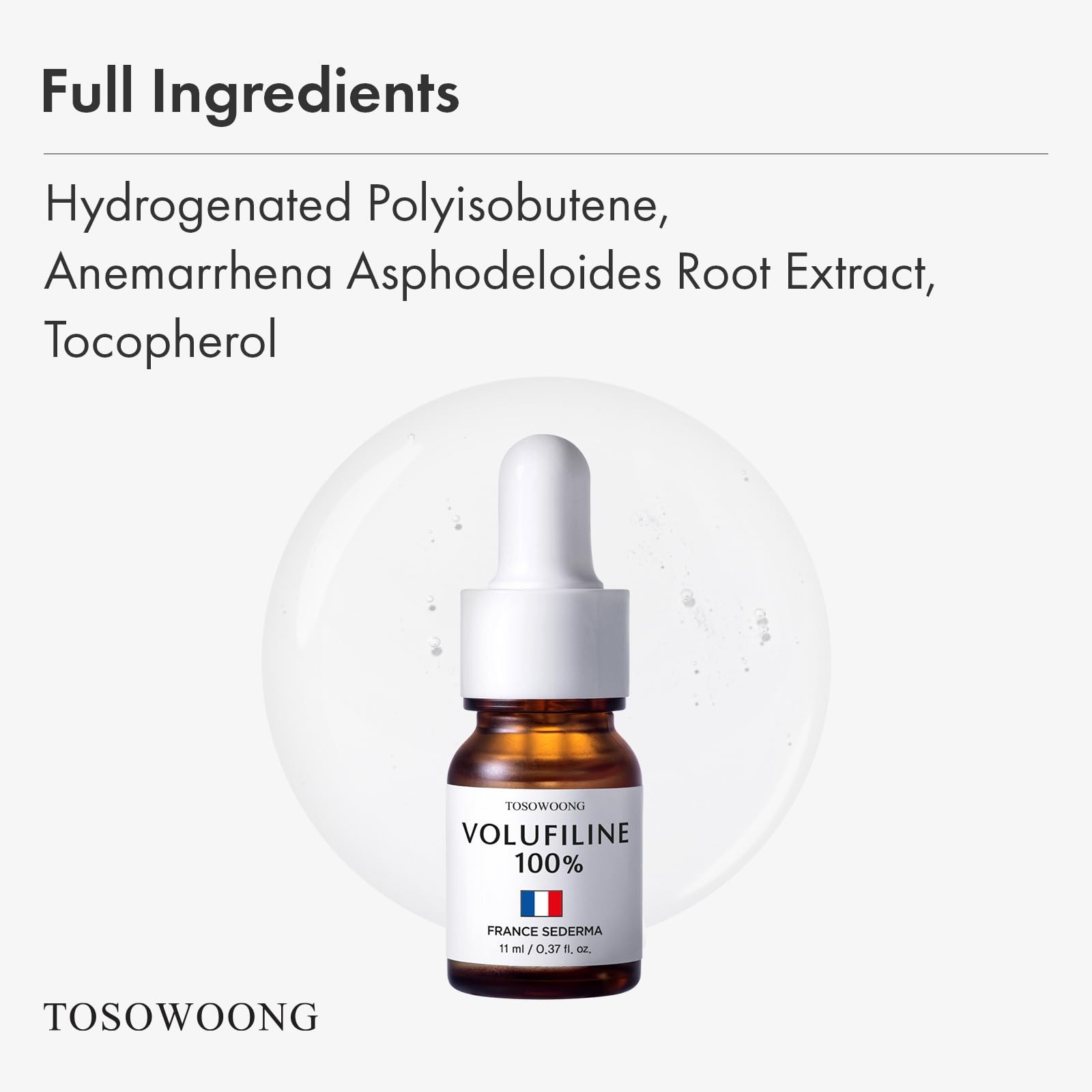 TOSOWOONG Volufiline Serum, 100% France Sederma 0.37 Fl Oz (Pack of 1)