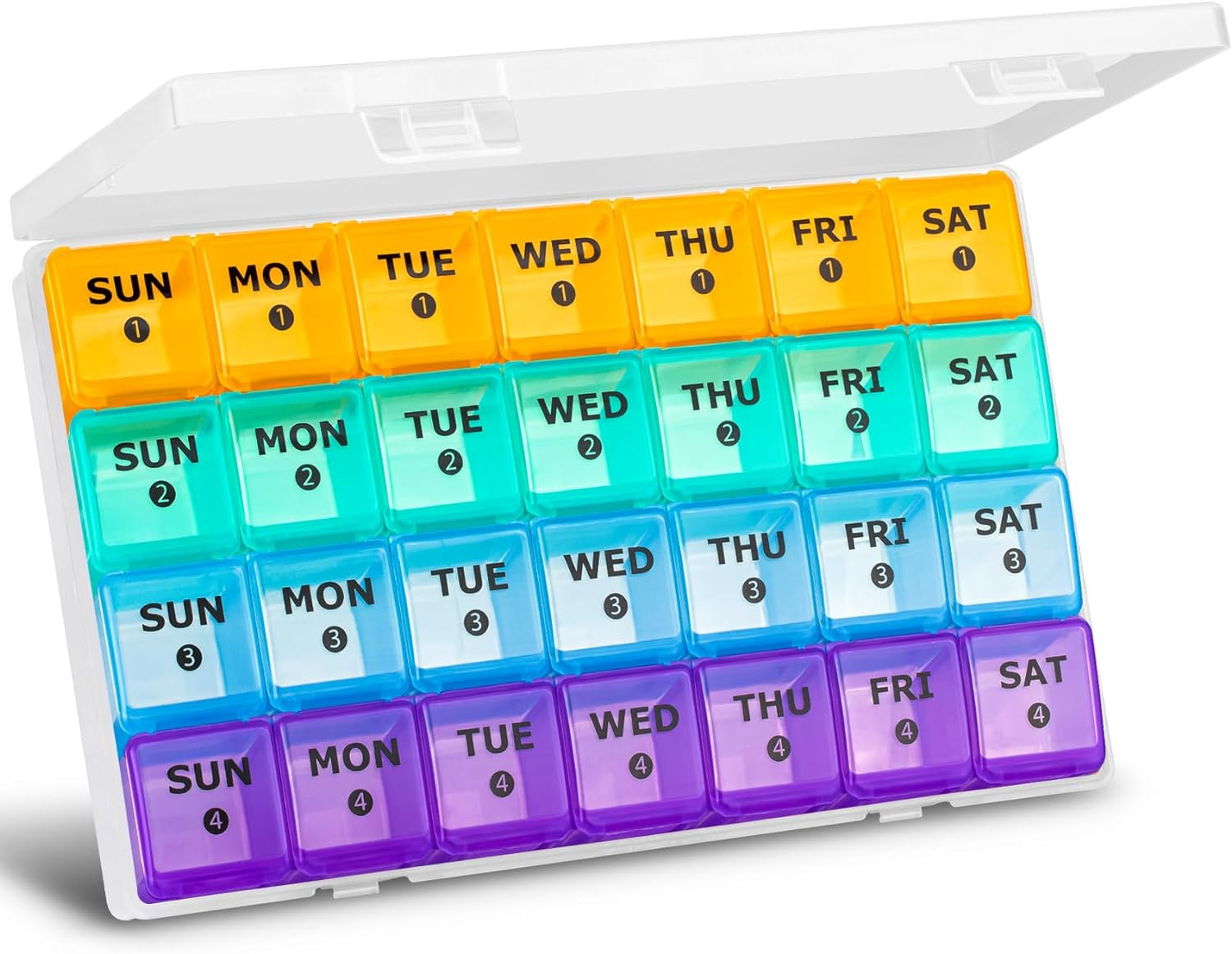 XL Large Monthly Pill Organizer 4 Weeks, 28 Day Pill Organizer Weekly, Big Compa