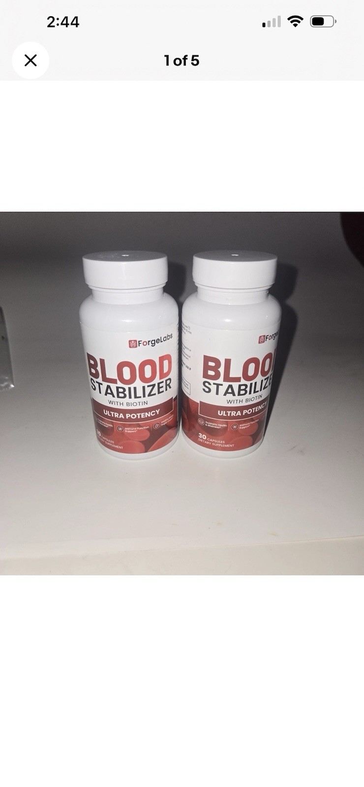 2 Bottles Forgelabs Blood Stabilizer Biotin Ultra Potency Pills 30 Caps Exp06/27