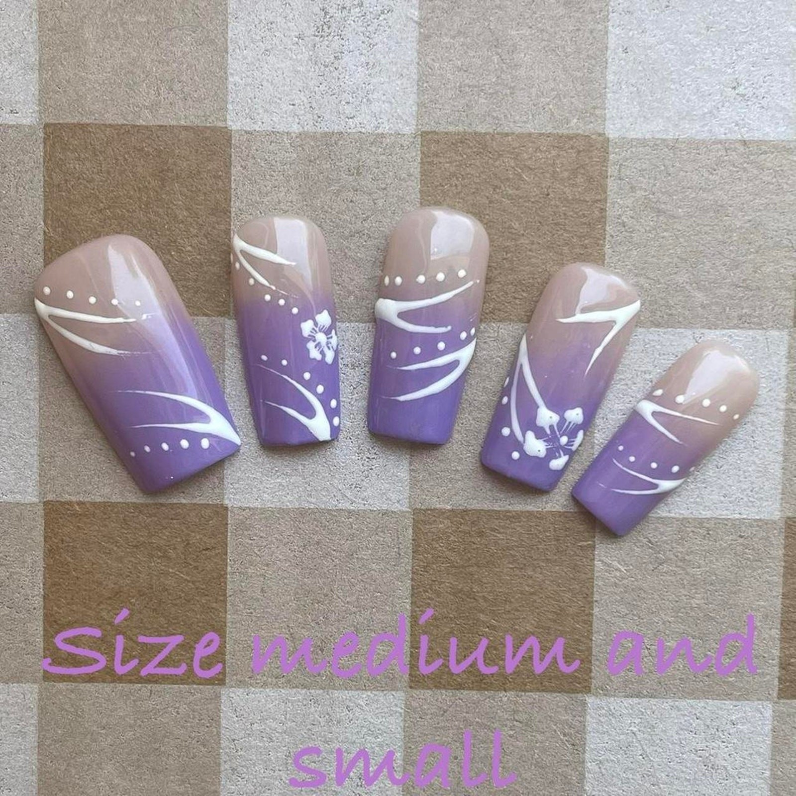 Tropical Lilac handmade reusable press on nails small only