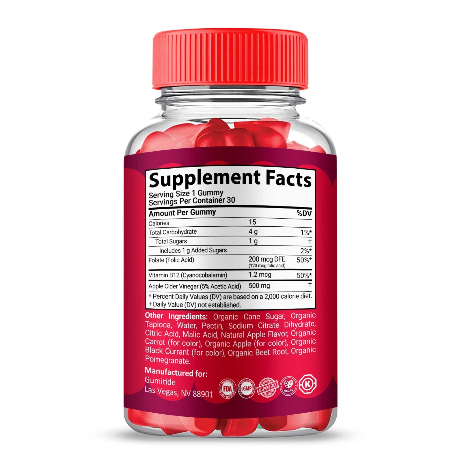 Gumitide ACV Gummies, Max Strength , Gumitide All natural Supplement (1 pack)