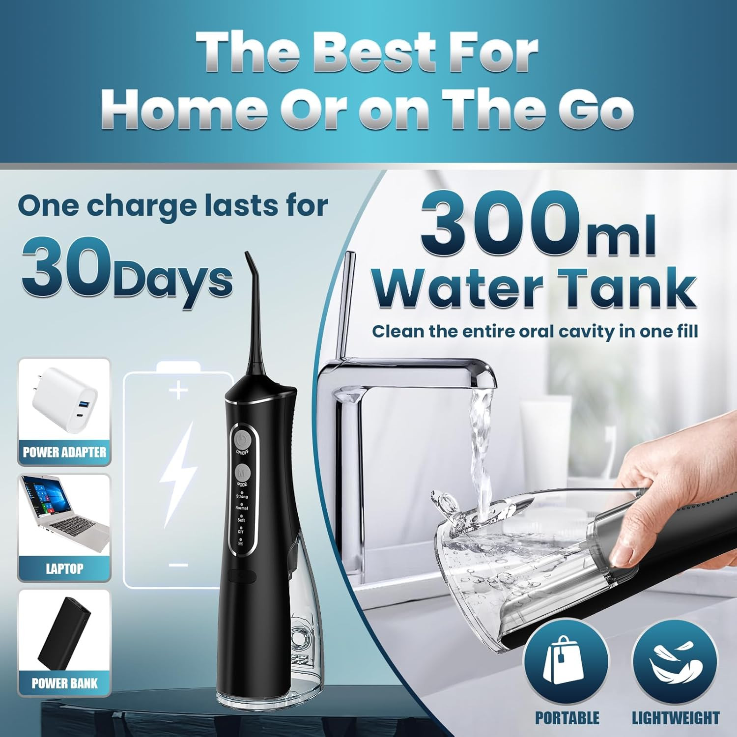 Water Flosser for Teeth Cordless, Portable Oral Irrigator for Braces & Sensitive
