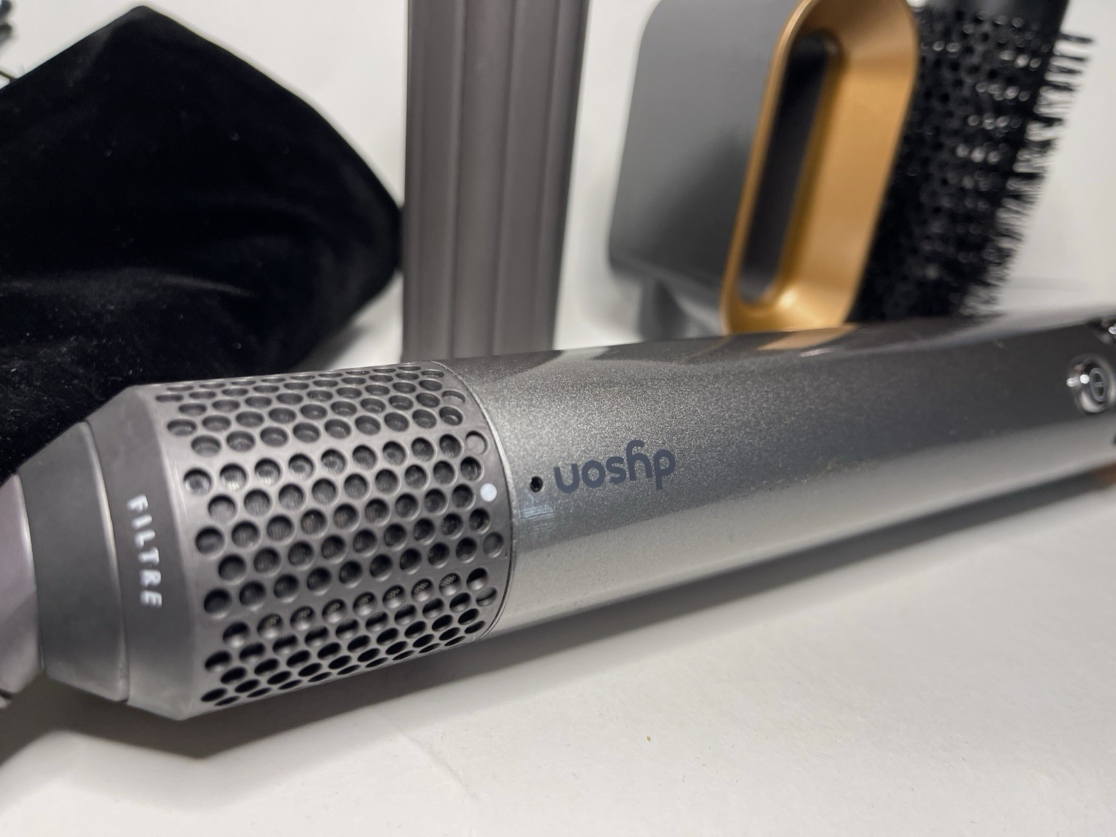 Dyson Airwrap Multistyler Nickel/Copper 3 Attachments dust bag Great condition