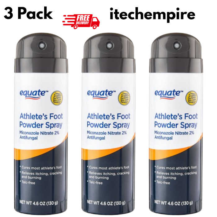3 Pack Equate Athlete’s Foot Antifungal Powder Spray Miconazole Nitrate 2% 4.6Oz
