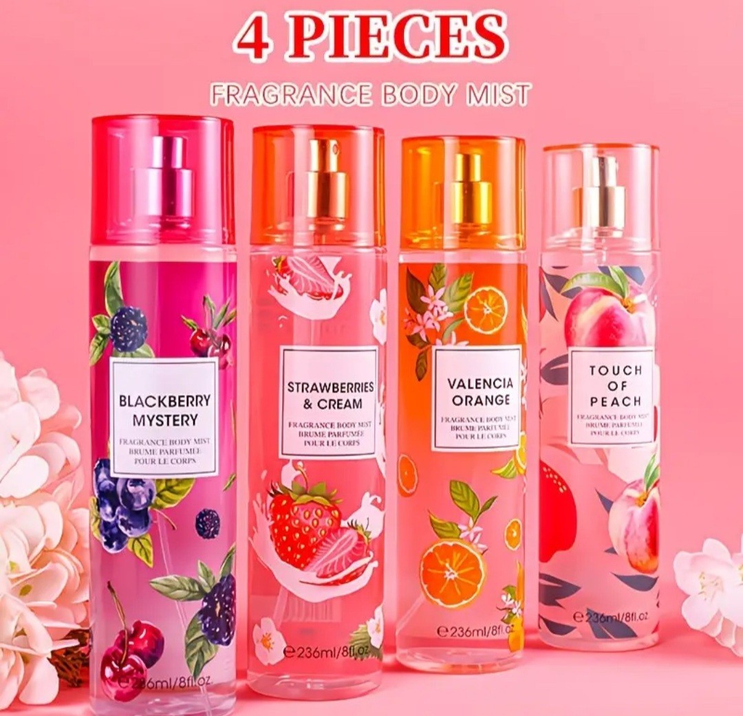 4pcs Women’s Fruit Fragrance Body Mist Set 236ml ( 8fl oz)