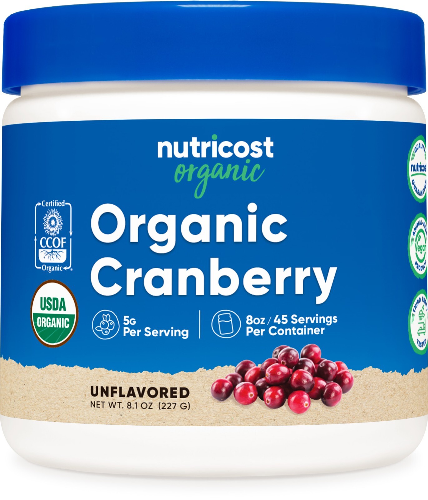 Nutricost Organic Cranberry 8 oz Powder, 5G per serving – Non-GMO, Gluten-Free