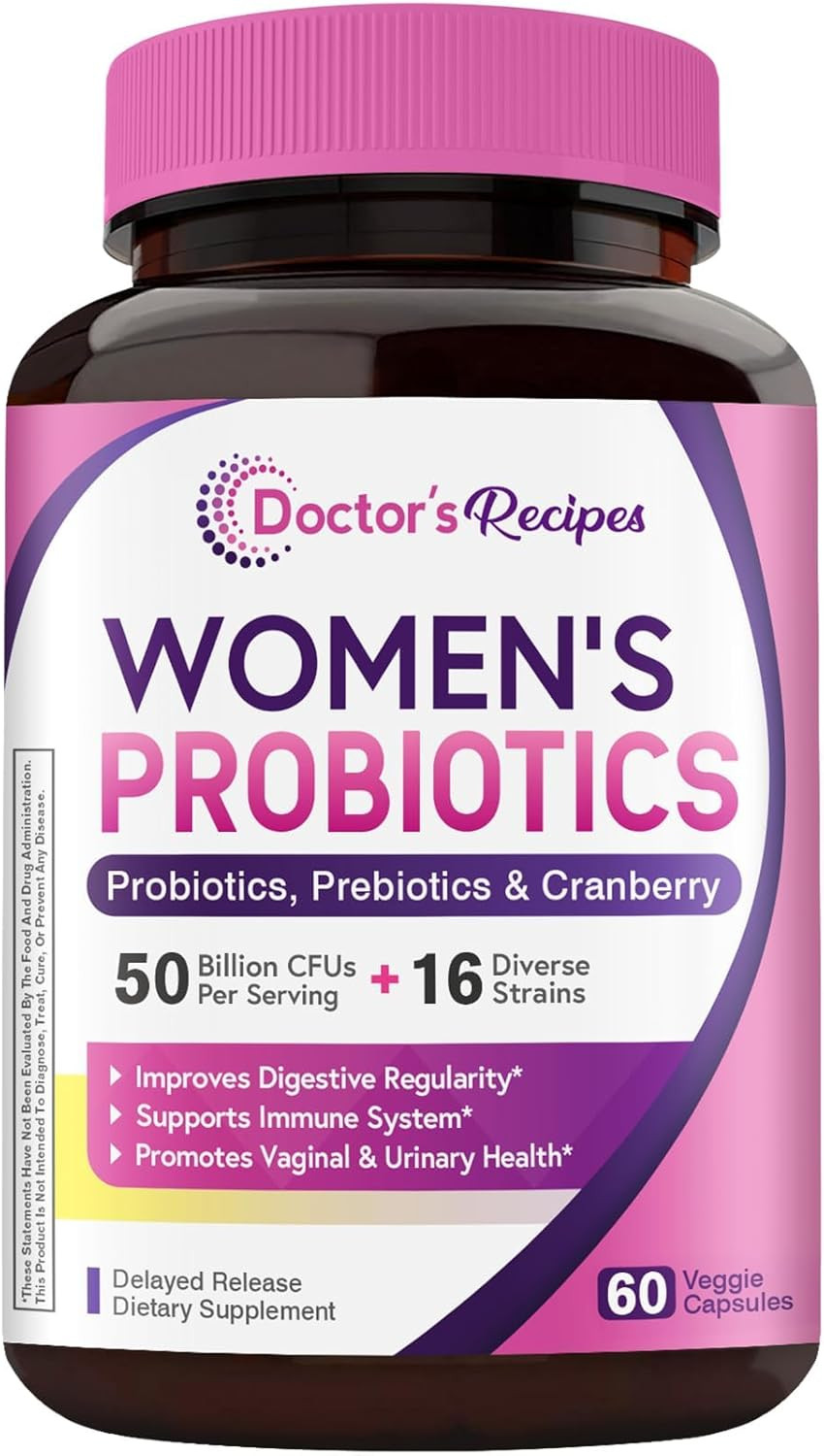 Doctor’S Recipes Women’S Probiotic, 60 Caps 50 Billion CFU 16 Strains, with Orga
