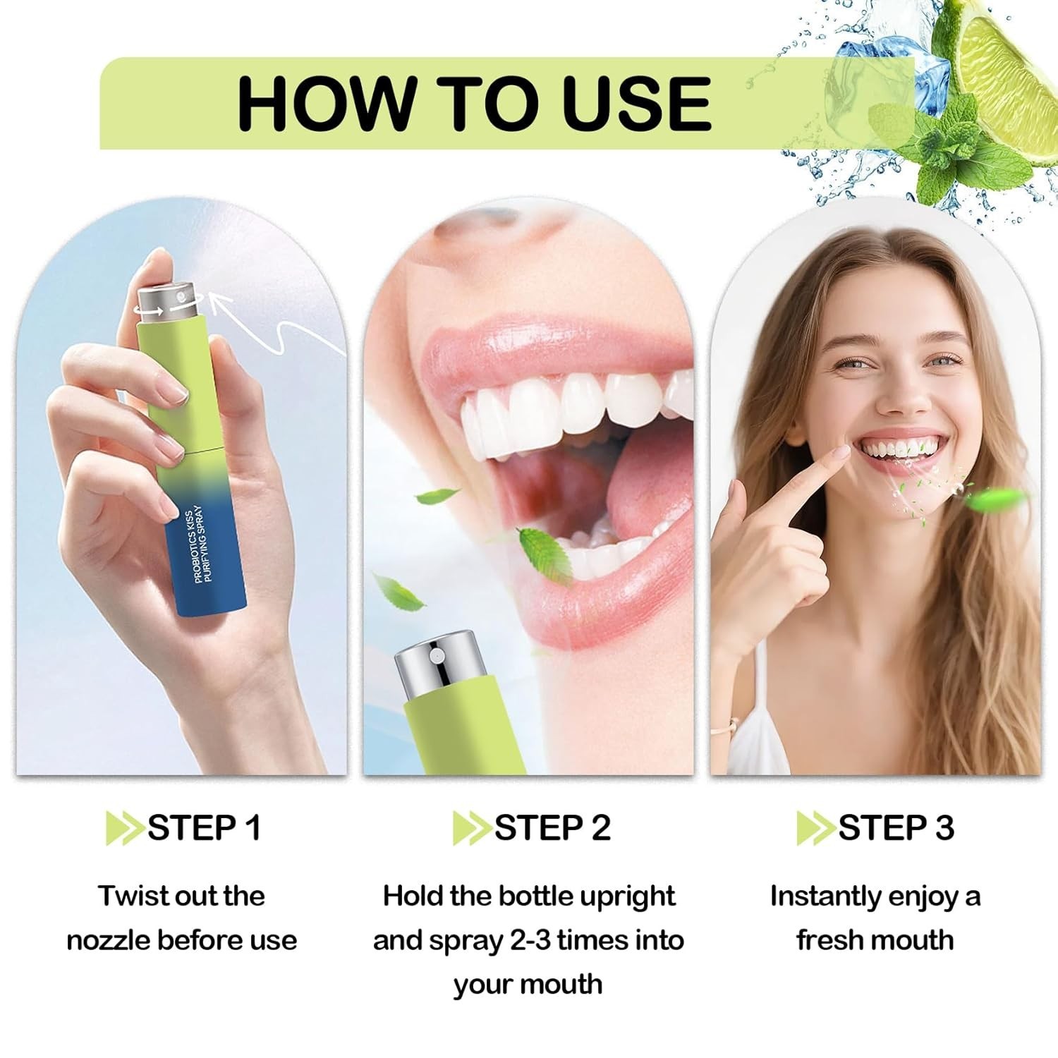 3PCS Probiotic Oral Spray,Mouth Spray Fresh Breath Freshener for Bad Breath