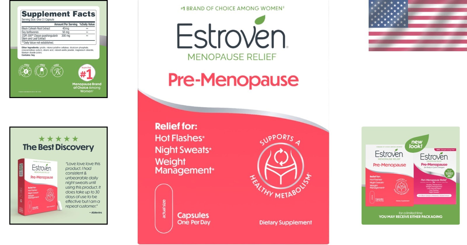 Estroven Pre-Menopause Relief – 30 Count – Natural Hot Flash & Night Sweat Aid