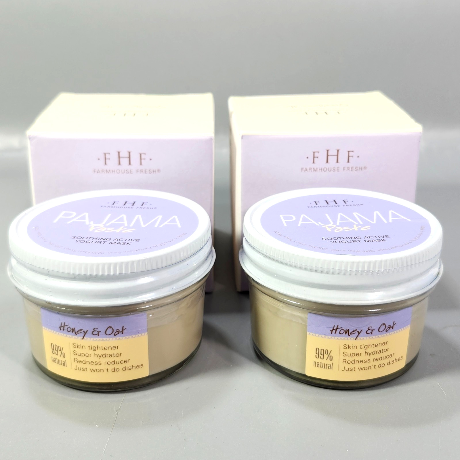 FHF Yogurt Mask Farmhouse Fresh Honey Oat Pajama Paste Active 3.2 fl oz Lot of 2
