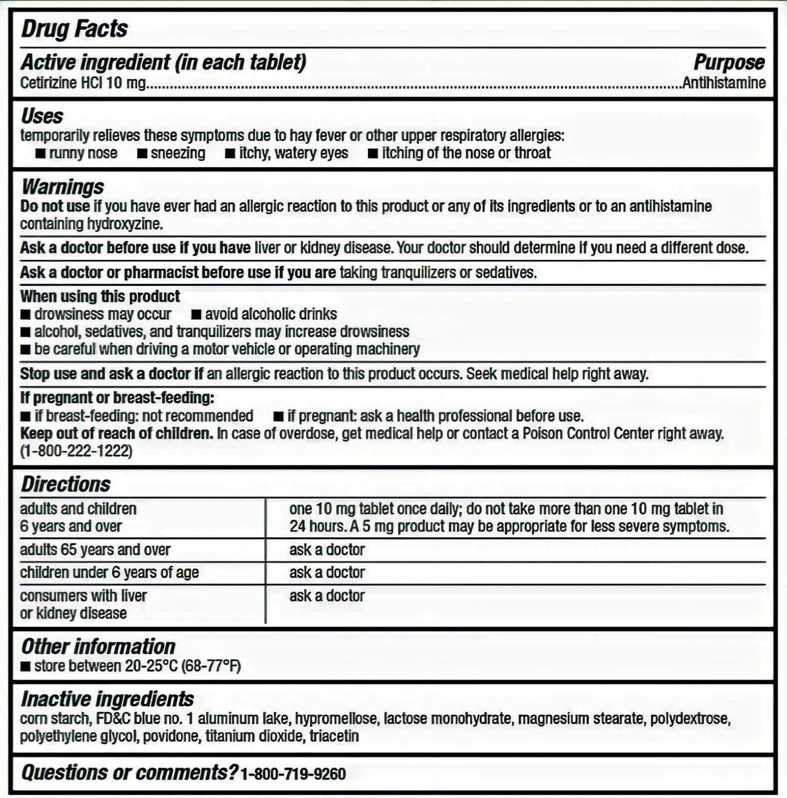 Berkley Jensen Allergy Relief 10mg Cetirizine Hydrochloride 365 Tablets 10/2025+