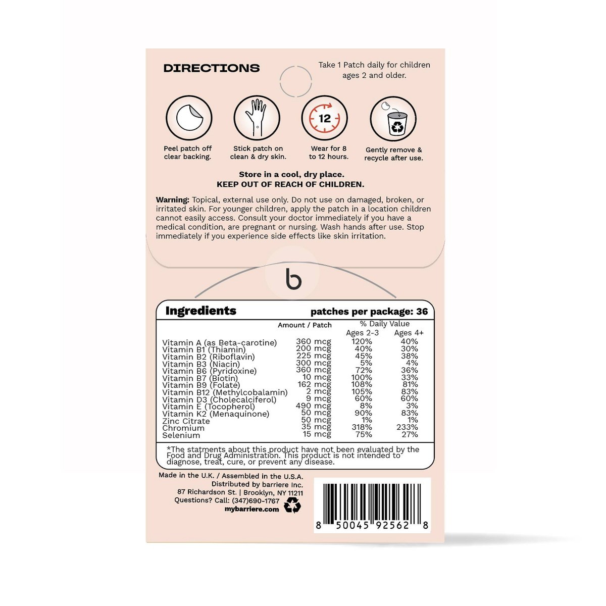 barriere Kids’ Multi-Vitamin Patches – 36ct: Patch Form, Health and Vitamins