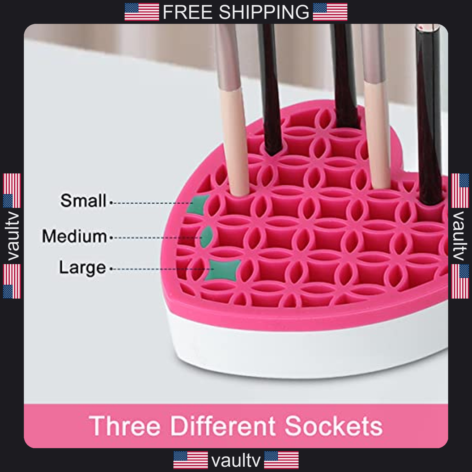 Silicone Makeup Brush Holder Cosmetic Organizer Pen Pencil Case Sewing Tool Pink