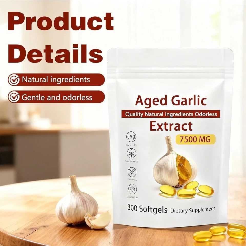 Odorless Garlic 7500mg Per Servings, 150 Softgels | 2 Years Aged Garlic Extra…
