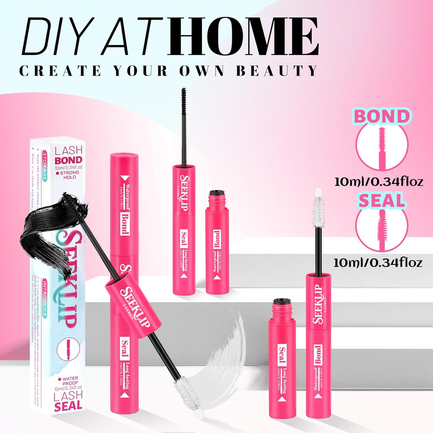 Lash Cluster Glue Waterproof Black Bond and Seal Eyelashes Glue Long Lasting Las