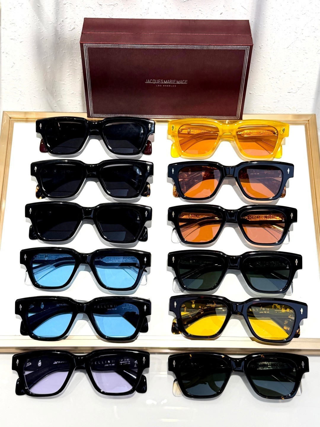 JACQUES MARIE MAGE Fellini 10mm Acetate Sunglasses Classic Havana Yellow Lens 51