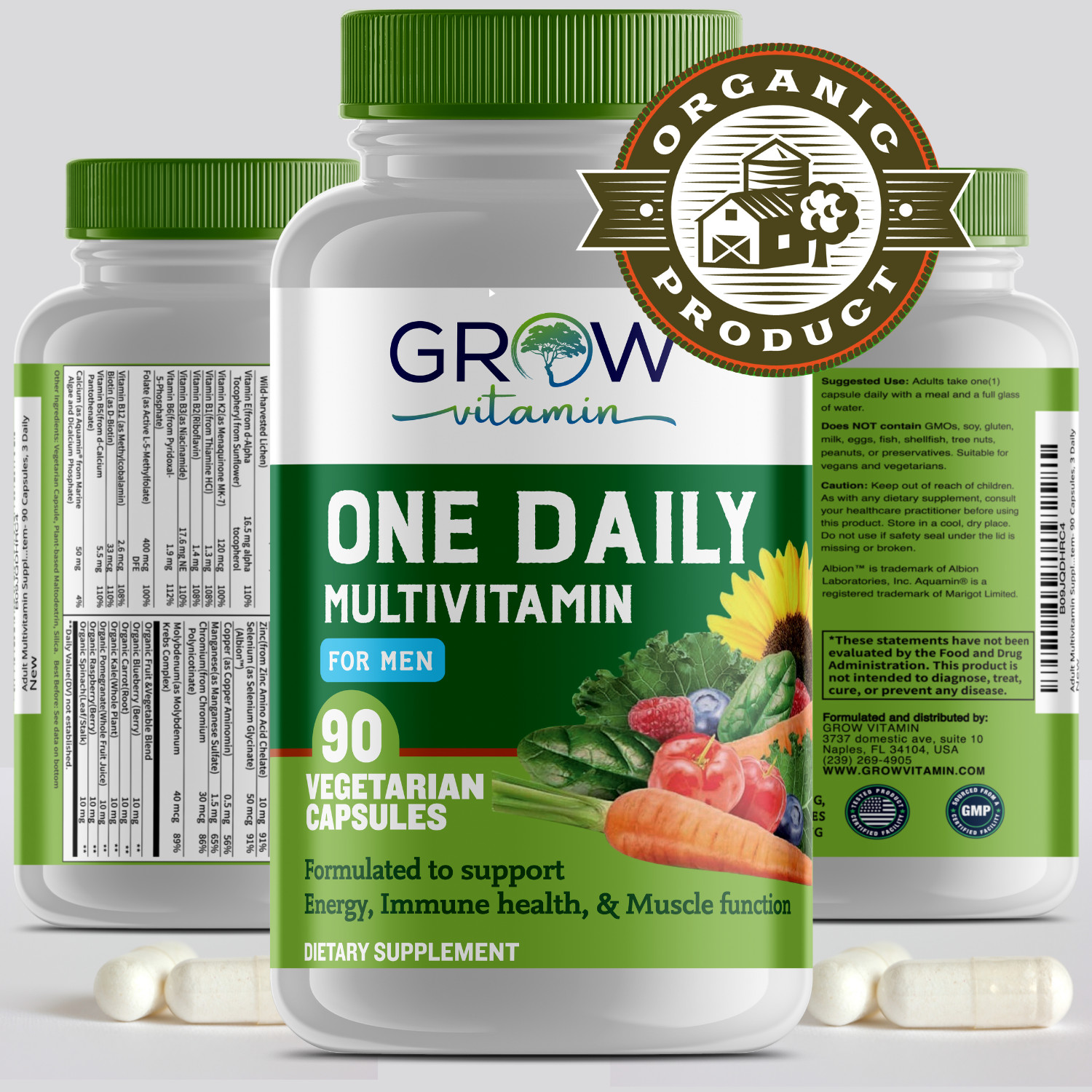One Daily Multivitamin for Men 50+, Vitamins, Minerals, Organic Whole Foods, Non
