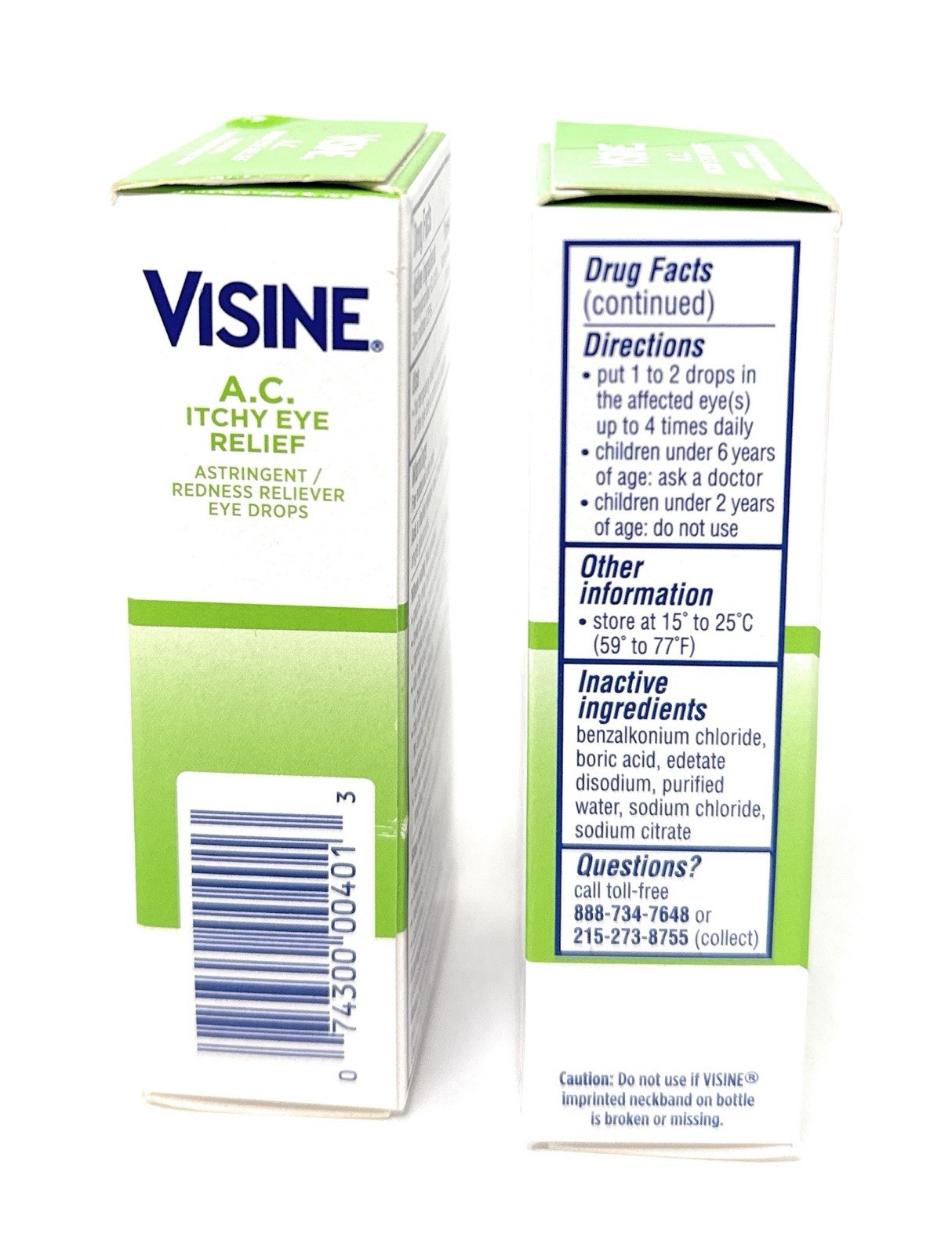 2 Pack Visine A.C. Itchy Eye Relief 1/2 FL.Oz. Ea. Exp: 09/2026