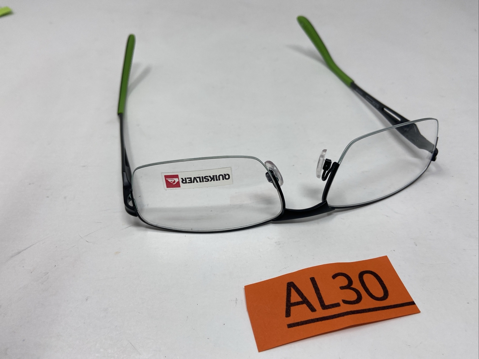 QUIKSILVER EYEWEAR “GLIDE” BLACK/GREEN 57/18/140 LARGE FLEX HINGE EYEGLASS AL30
