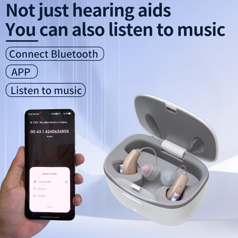 Bluetooth APP Hearing Aids For Seniors Rechargeable With Noise Cancellation OTC