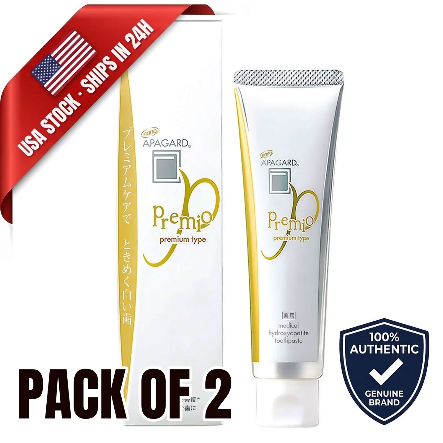 Apagard Premio Japan Toothpaste 105G / 3.70oz – 2 Pack [US Seller]