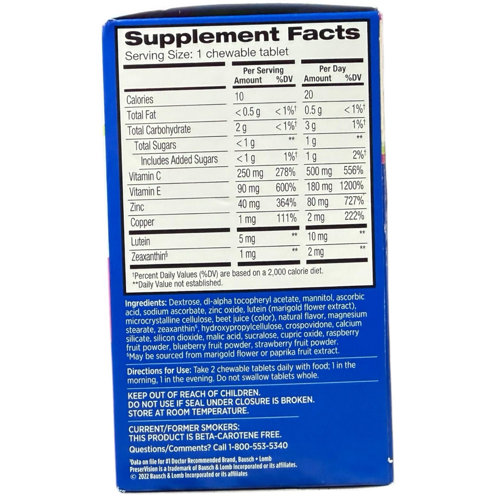 (3) PreserVision AREDS 2 Formula Eye Vitamin, 60 Chewables. Mixed Berry 08/2026+