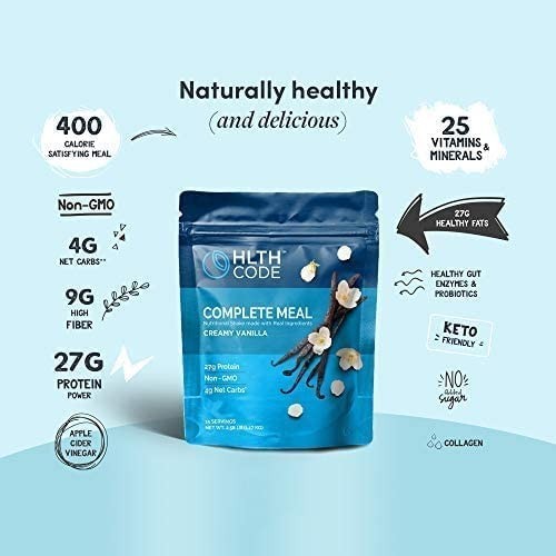 Creamy Vanilla Meal Replacement Shake High Protein Keto Low Carb 15 Servings