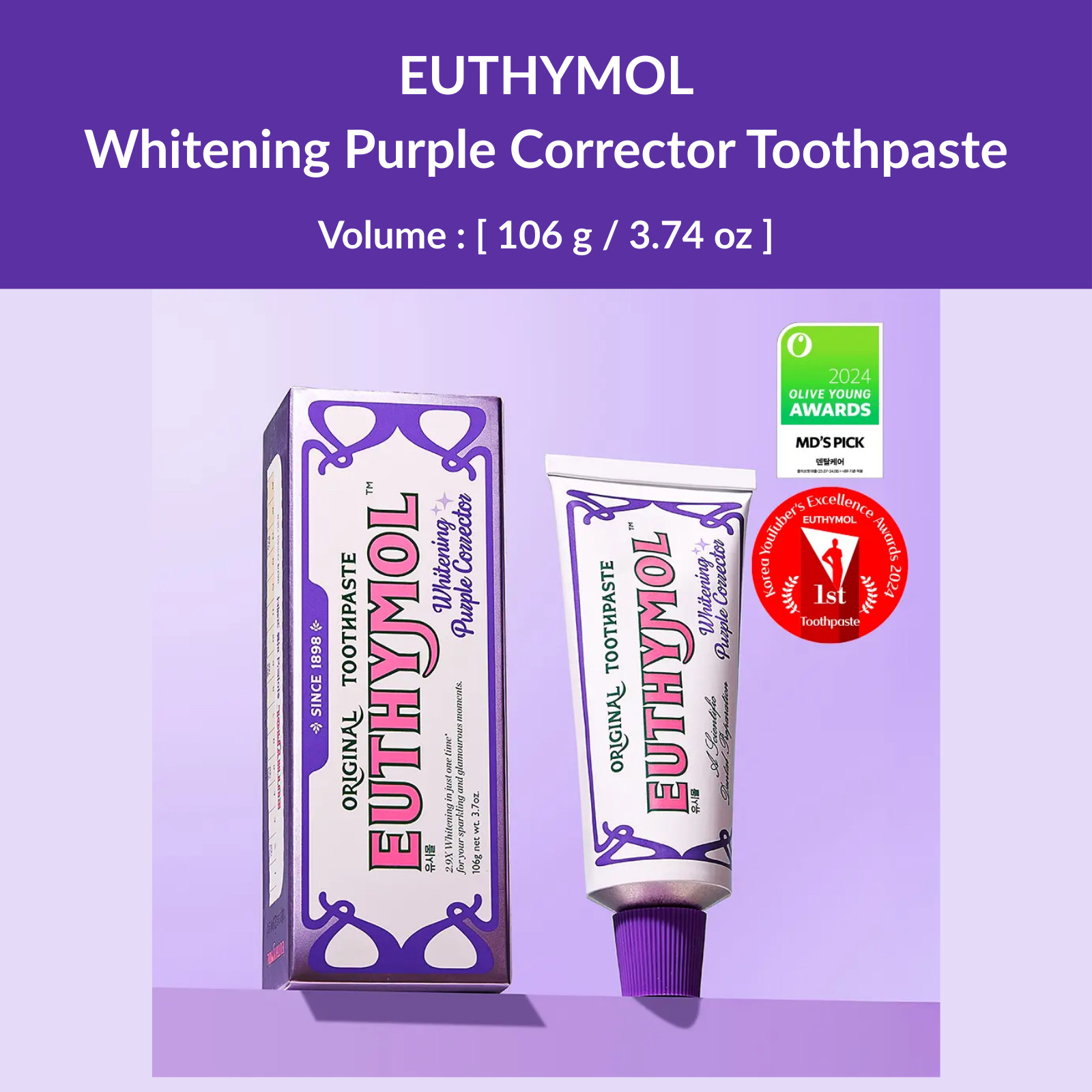EUTHYMOL Whitening Purple Corrector Toothpaste 106g Fluoride Fresh Breath