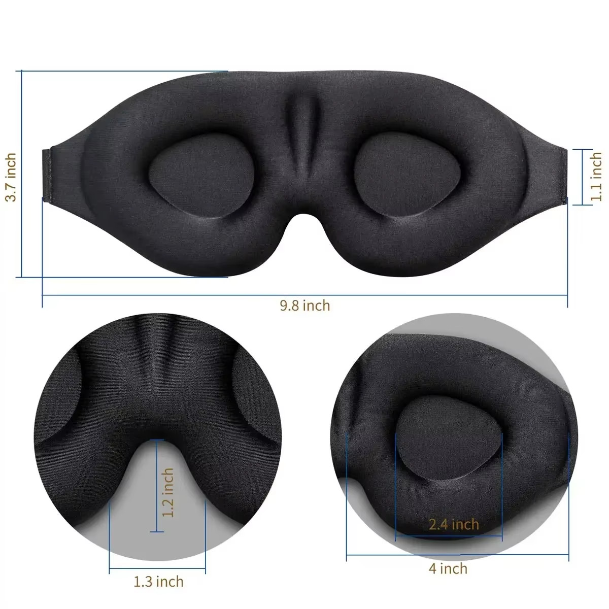 Eye Mask for Sleeping 3D Contoured Cup Blindfold Concave Molded Night Sleep Mask