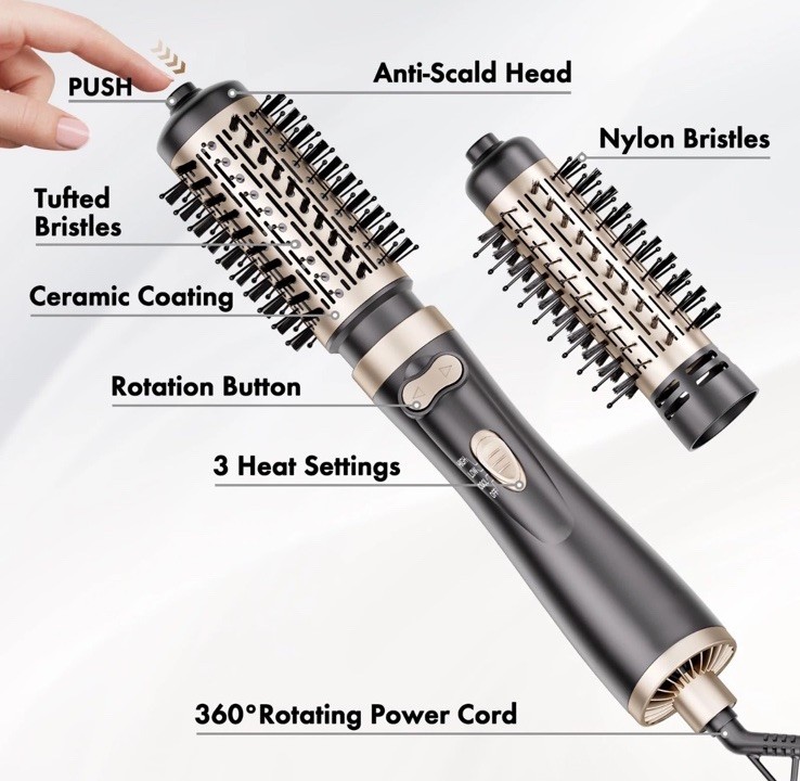 DAILYLIFE Rotating Hair Dryer Brush, Hot Air Brush, Spinning Blow Dryer Brush