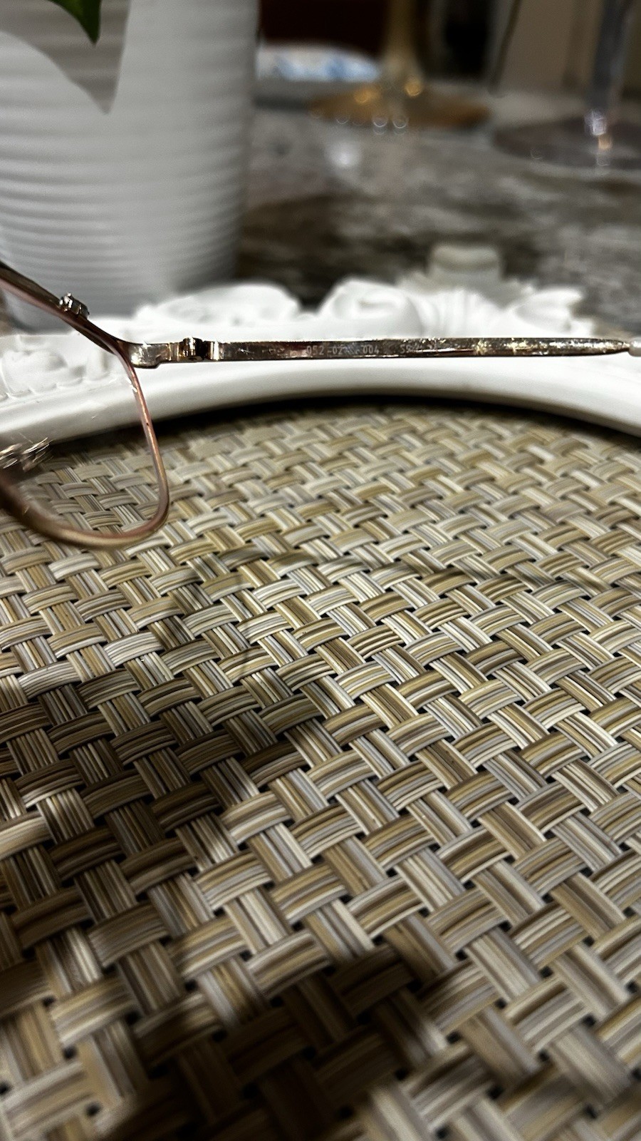 Vtg 80s LOGO PARIS Frame France Eyeglasses Gold Pink Enamel Brow Aviator Non-Rx”
